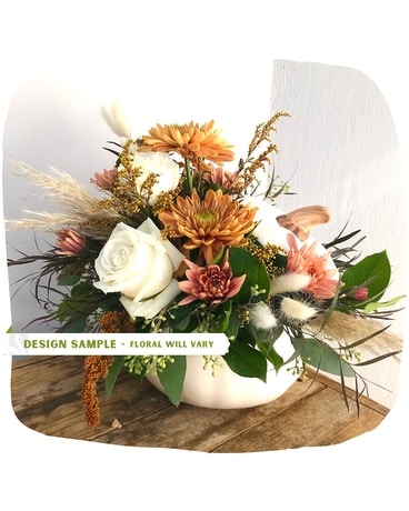 Autumn Pumpkin - White Flower Arrangement