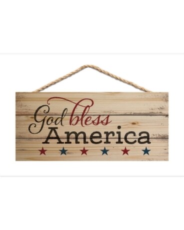 JUTE SIGN GOD BLESS AMERICA