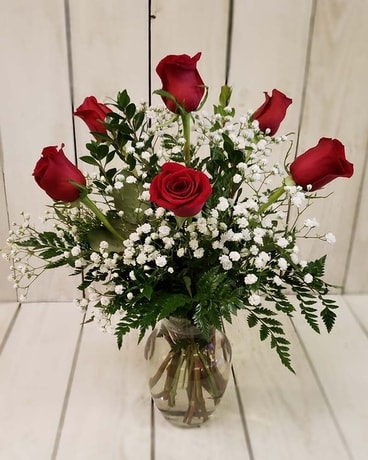 Half Dozen Roses Flower Arrangement
