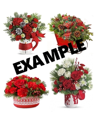 Designers Choice in a Holiday Keepsake Flower Arrangement