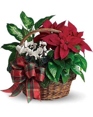 Holiday Homecoming Basket Flower Arrangement