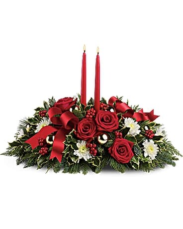 Holiday Shimmer Centerpiece Flower Arrangement