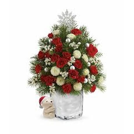 christmas tree flower arrangement