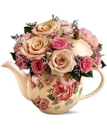 100th Anniversary teapot Flower Arrangement