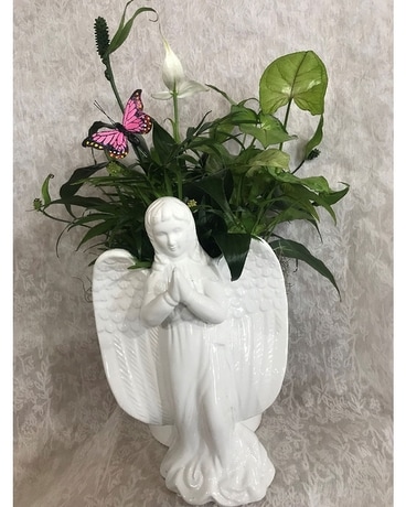 ANGEL GARDEN WHITE ANGEL CONTAINER Flower Arrangement