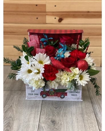 Christmas Box Surprise Flower Arrangement