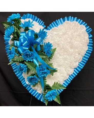 Artificial Turquoise Heart Funeral Arrangement