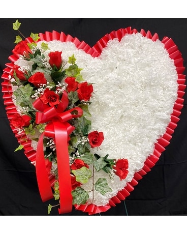 Artificial Red Heart Funeral Arrangement