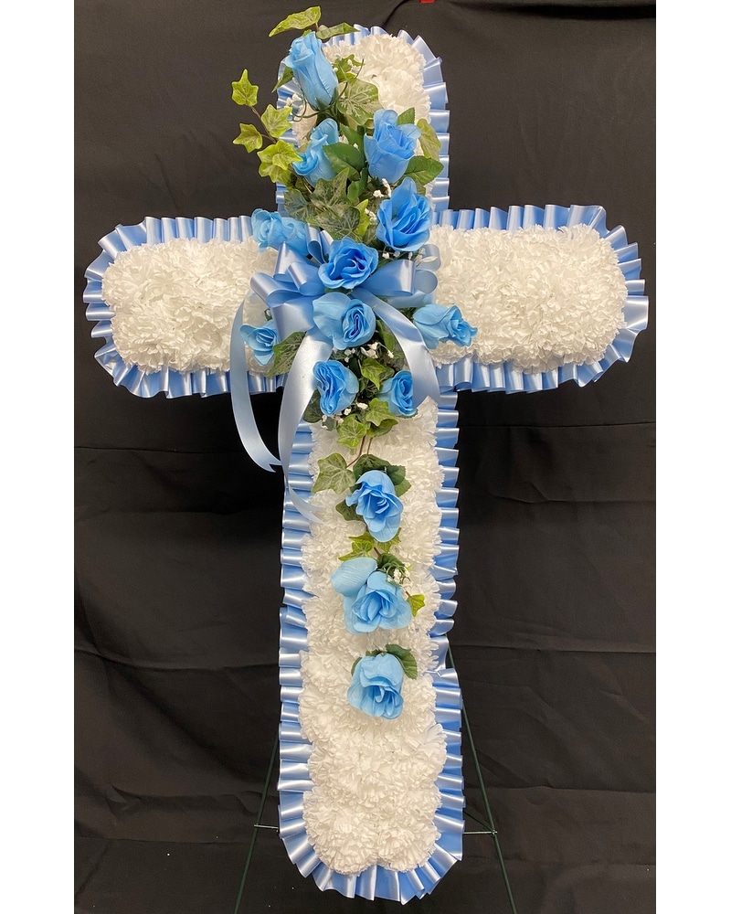 Artificial Light Blue Cross in Emporia VA - Monte's Flower & Gift Shop