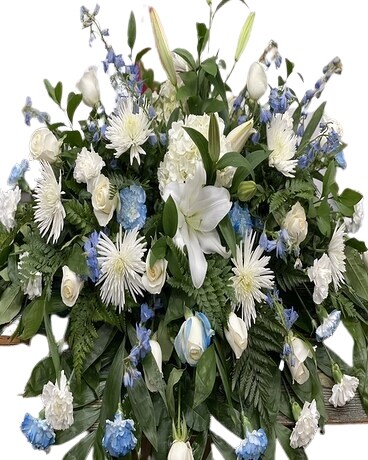 Falling Rain Drops Funeral Casket Spray Flowers