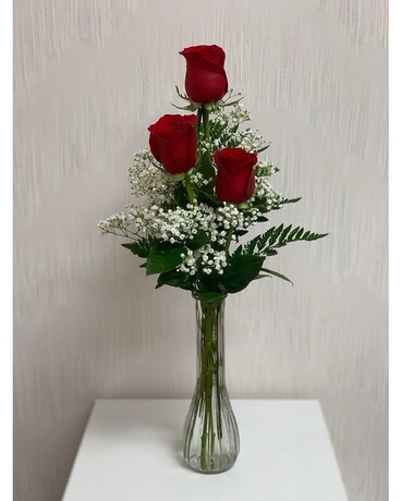 Trio Red Rose Budvase