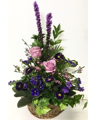 Violets and Fresh Basket Planter