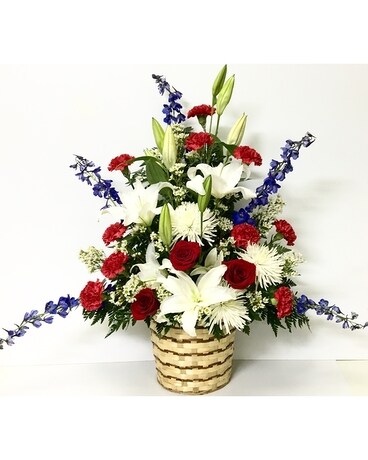Patriotic Colors Sympathy Arrangement