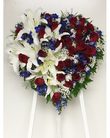 Red, White & Blue 18 inch Solid Heart-White Easel