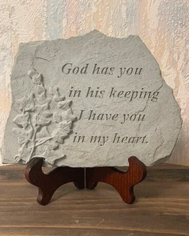In My Heart Garden Stone with Easel Flower Arrangement