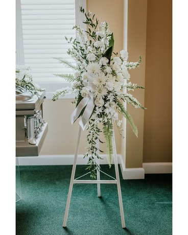 Pearlescent Easel Arrangement Funeral Arrangement