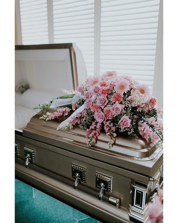 Pink Twilight Casket Spray Funeral Casket Spray Flowers
