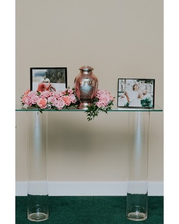 Pink Twilight Memorial Urn Arrangement Funeral Arrangement