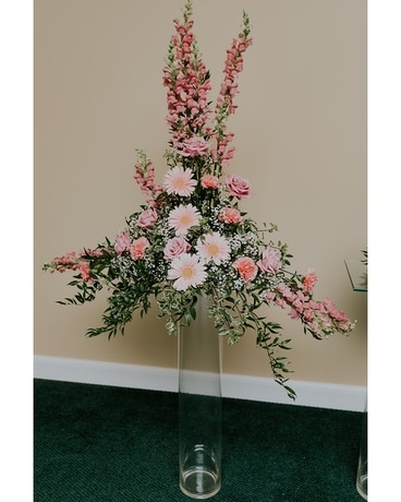 Pink Twilight Pedestal Arrangement Funeral Arrangement