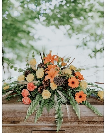 Woodland Casket Spray Funeral Casket Spray Flowers