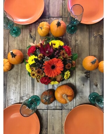 Autumn Traditions Round Centerpiece Flower Arrangement
