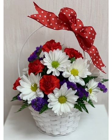 Posy Polka-Dots Basket Flower Arrangement