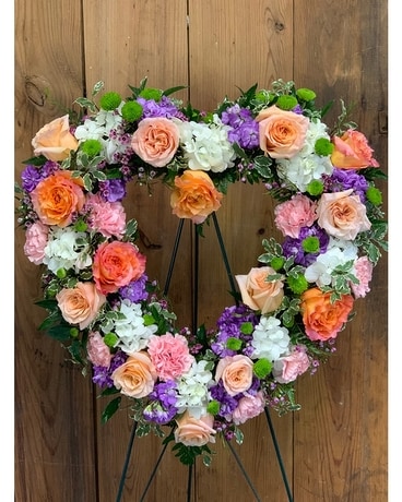 Apricot Garden Heart Funeral Arrangement