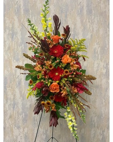 Autumn Recollection Easel Arrangement Funeral Arrangement