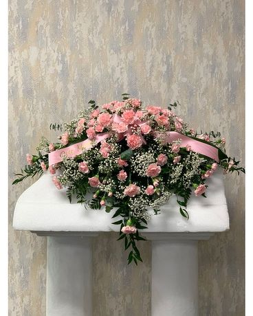 Pink Carnation Casket Spray Funeral Casket Spray Flowers