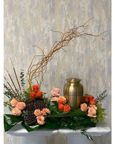 Shades of Orange Urn Arrangement Flower Arrangement