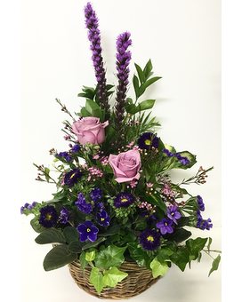 Violets and Fresh Basket Planter