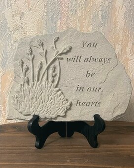 Always in Our Hearts Garden Stone with Easel Flower Arrangement