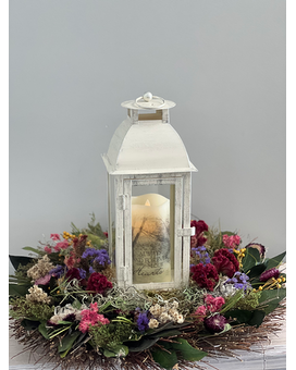Field of Memories Lantern and Candle Flower Arrangement