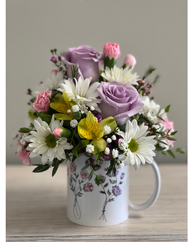 Blooming Mug Flower Arrangement