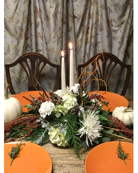 Fresh Traditions with Candles Flower Arrangement