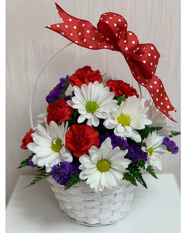 Posy Polka-Dots Basket Flower Arrangement