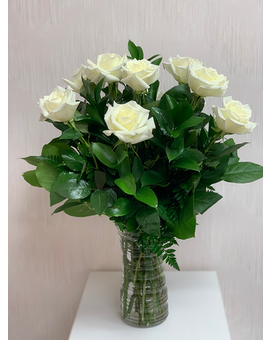 Dozen White Roses Flower Arrangement