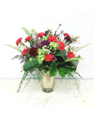 Carnation Celebration ~ Rich Red Flower Arrangement