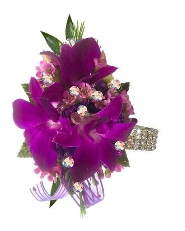 Anne's Pretty In Purples Wristlet Flower Arrangement