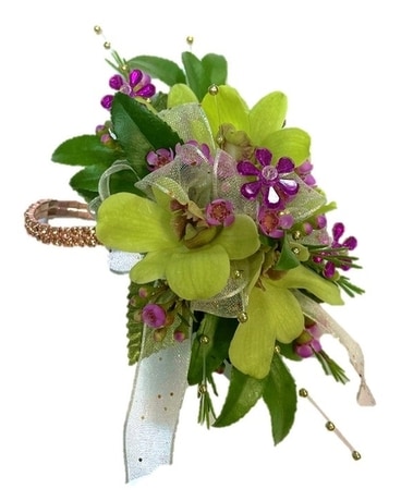 Anne’s Dynamic Dendrobium Wristlet Flower Arrangement