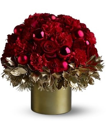 Teleflora's Golden Holly-Day Flower Arrangement
