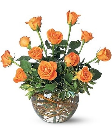 A Dozen Orange Roses Flower Arrangement