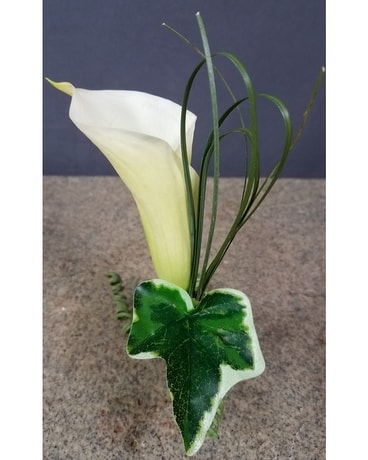 White calla Boutineer Flower Arrangement