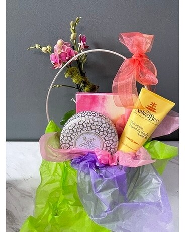 Spa Basket Flower Arrangement
