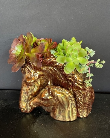Horse Planter Flower Arrangement