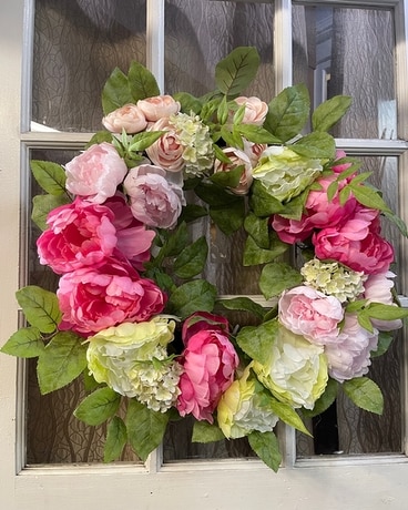 Peony and Hydrangea Wreath