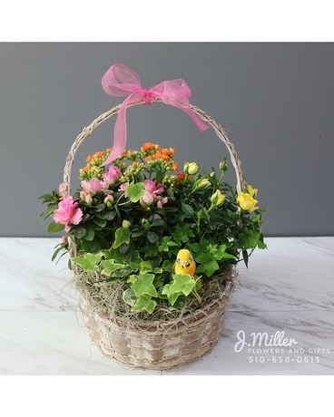 European Garden Basket Flower Arrangement
