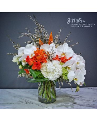 Pop of Orange Flower Arrangement