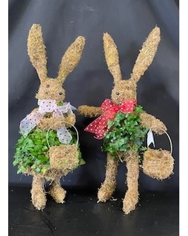 Ivy Topiary Rabbits Flower Arrangement