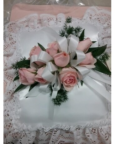 Pink Roses Memory Pillow Flower Arrangement